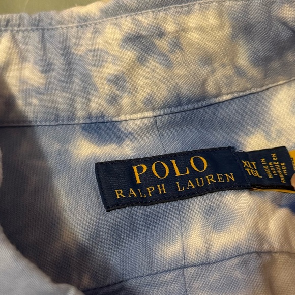 Polo Ralph Lauren Men’s XL Short Sleeve Button Down Shirt Blue Tie Dye Casual - Picture 5 of 10